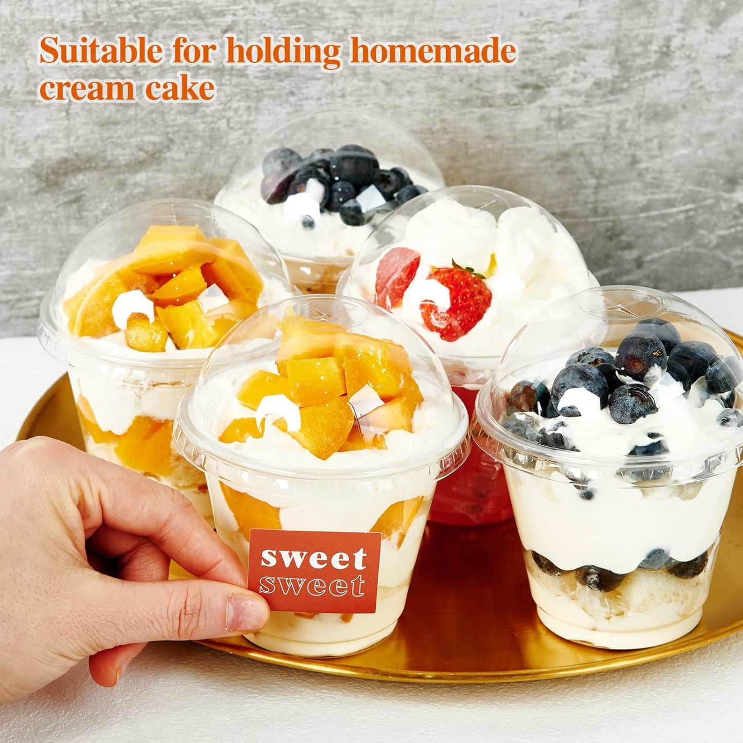 200 PACK 9 oz Clear Plastic Cups With Dome Lids, Crystal Clear Dessert Cups for Ice Cream, Latte, Cold Drinks