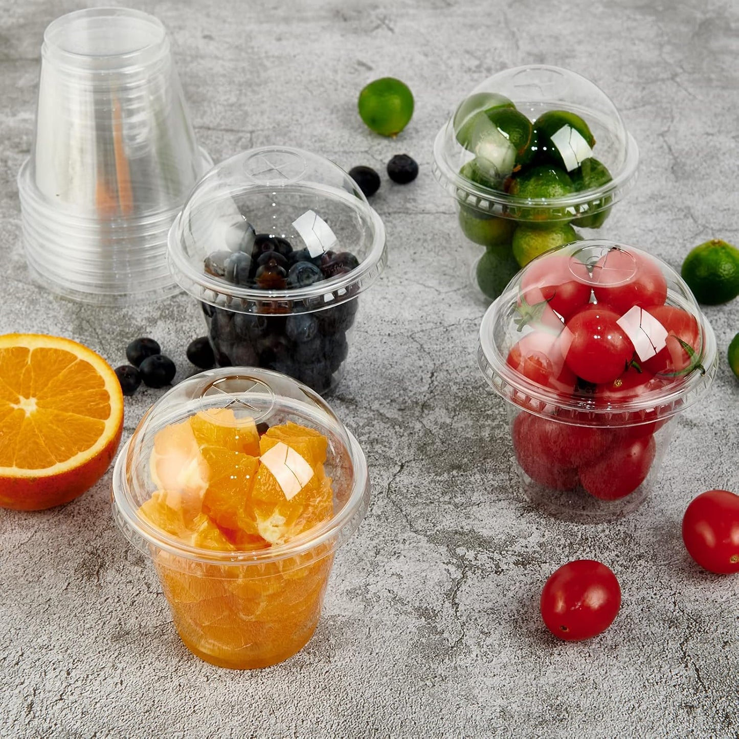 200 PACK 9 oz Clear Plastic Cups With Dome Lids, Crystal Clear Dessert Cups for Ice Cream, Latte, Cold Drinks