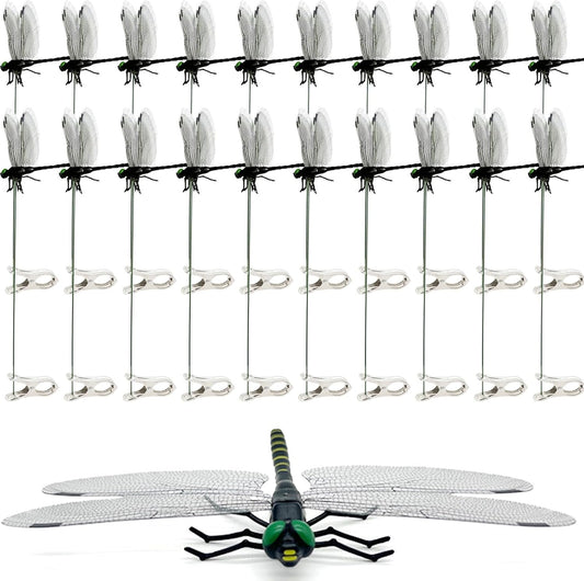 20 Pcs Dragon Fly Clips for Bugs Repellent, 3D Artificial Dragonfly Hat Clip, Dragonfly Garden Decor (20, Black*20 Pcs)