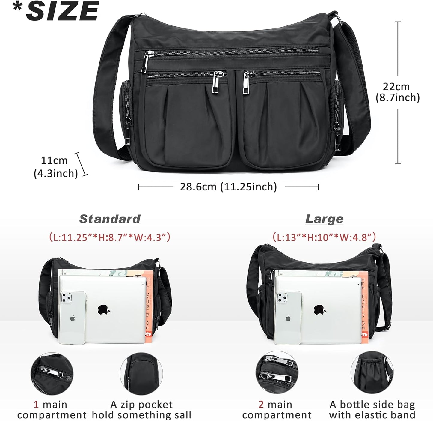 Crossbody Purses for Women Shoulder Handbags Lightweight Waterproof Nylon Travel Bag Ladies Pocketbooks