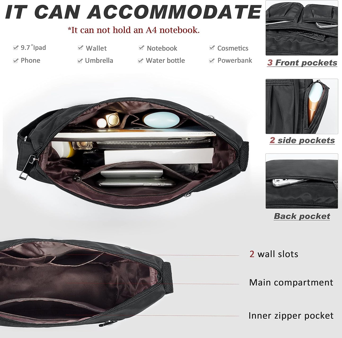Crossbody Purses for Women Shoulder Handbags Lightweight Waterproof Nylon Travel Bag Ladies Pocketbooks