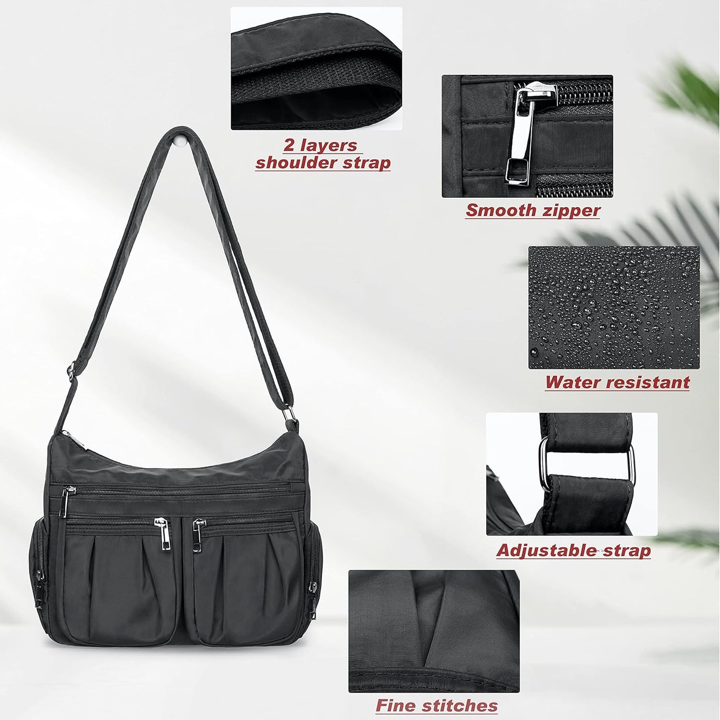 Crossbody Purses for Women Shoulder Handbags Lightweight Waterproof Nylon Travel Bag Ladies Pocketbooks