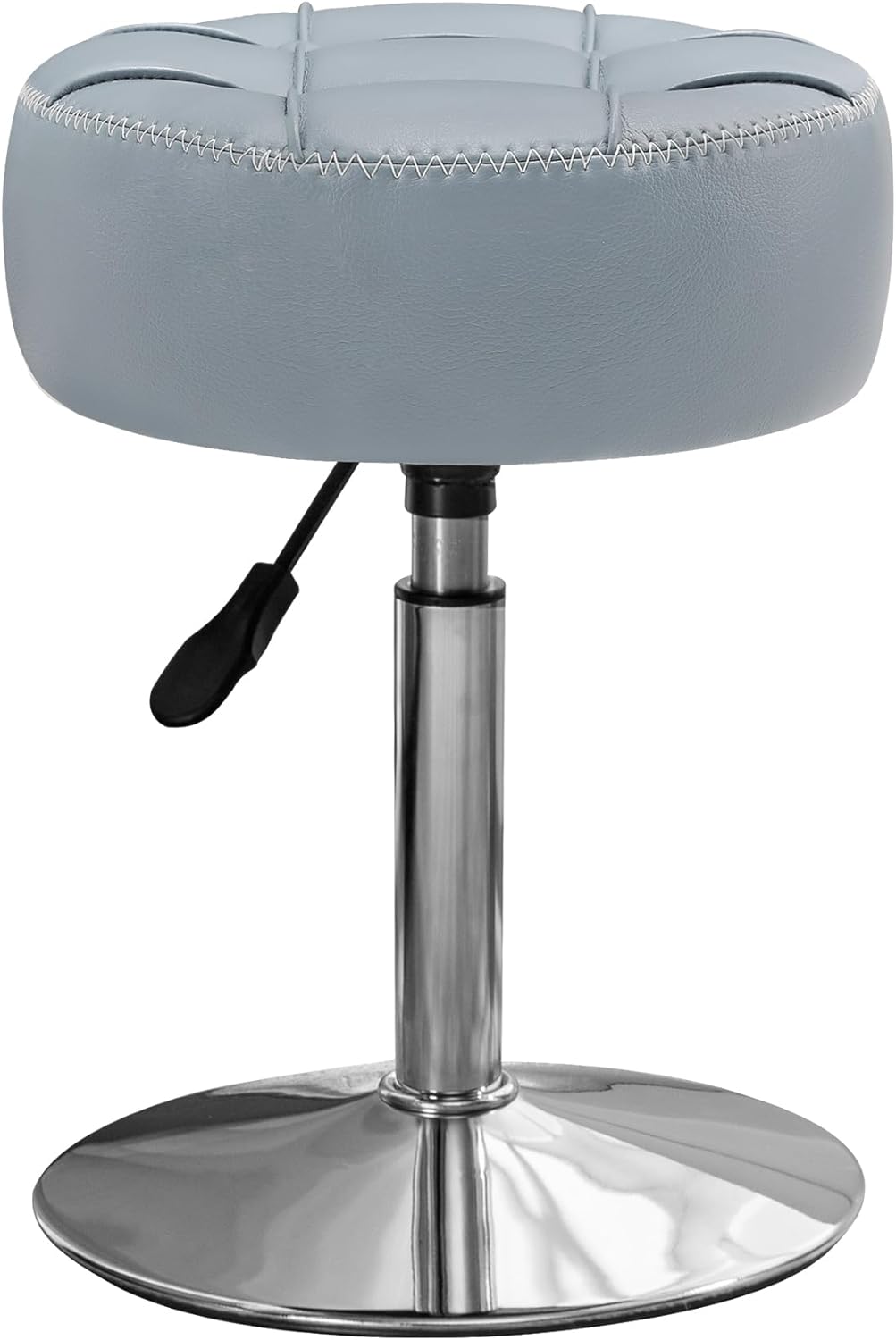 Adjustable Vanity Stool, 360°Swivel Vanity Chair for Makeup Room, Grayish Blue Stool Chair for Vanity, Small Faux Leather Vanity Stools for Bathroom, Living Room