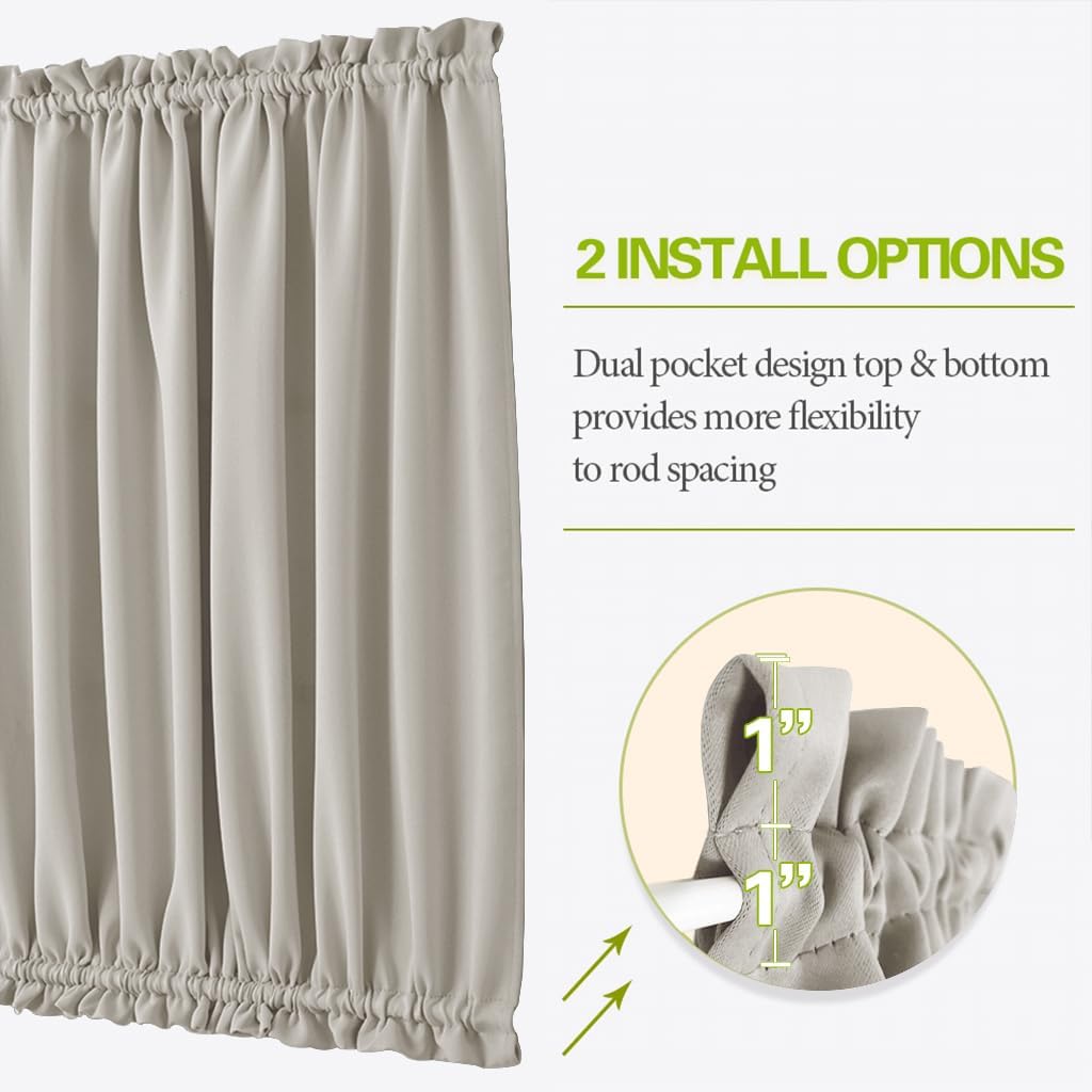 Cream Insulated Door Curtain Spefrowx, Rod Pocket French Curtain Window Treatment for Sliding Door with Adjustable Tieback Elegant Home Decoration, 25 x 72 inches, 1 Panel