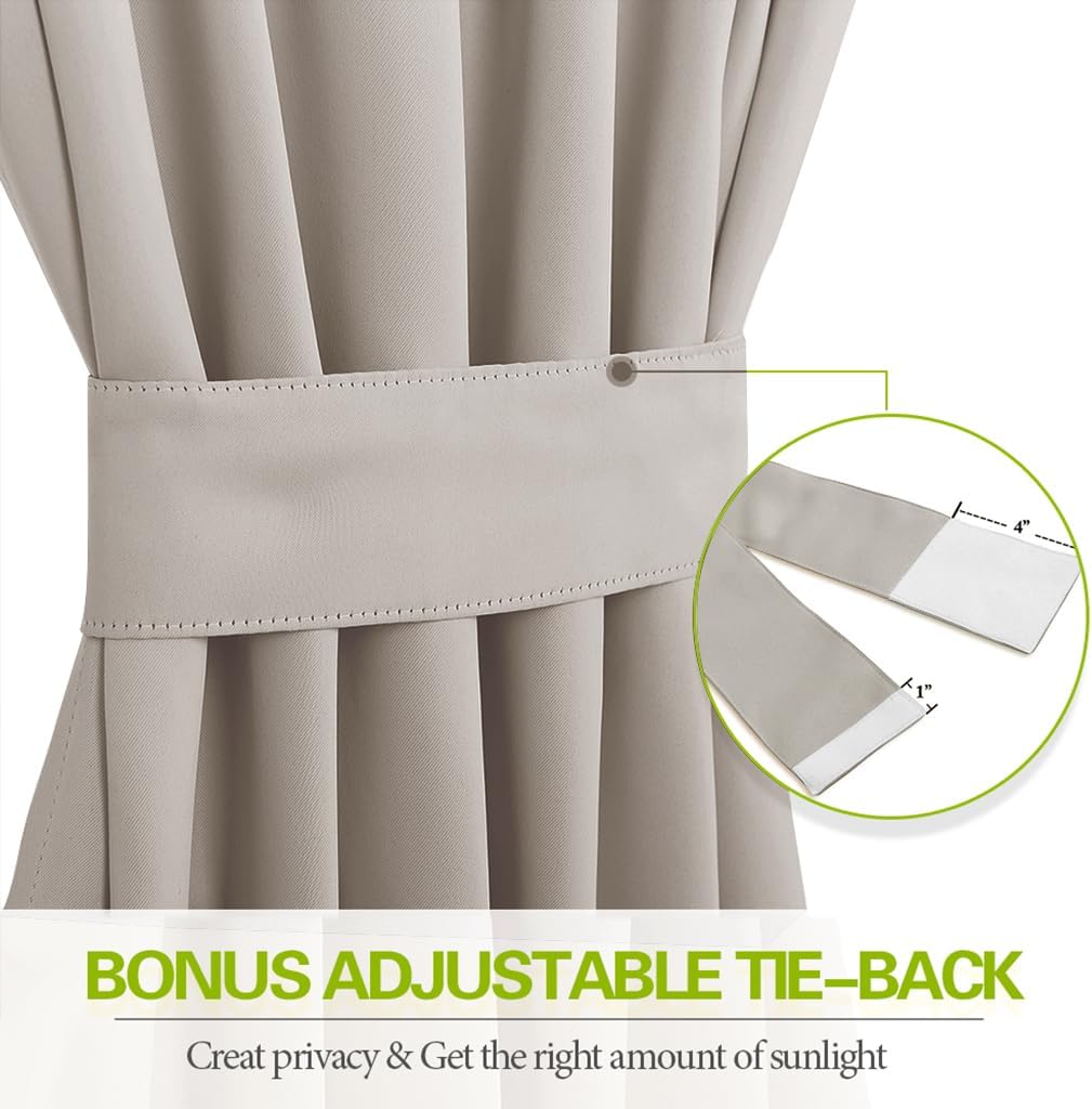 Cream Insulated Door Curtain Spefrowx, Rod Pocket French Curtain Window Treatment for Sliding Door with Adjustable Tieback Elegant Home Decoration, 25 x 72 inches, 1 Panel