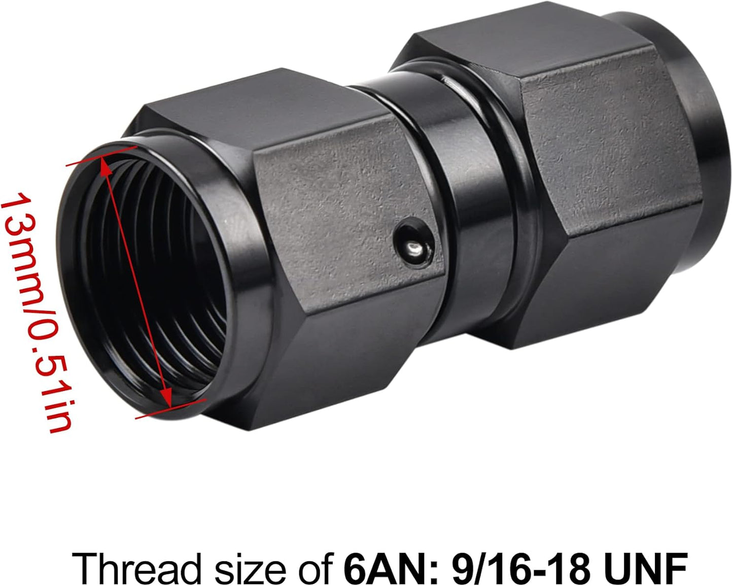 6AN Female to 6AN Female Straight Swivel Coupler Union Fitting Adapter Aluminum Black 2PCS
