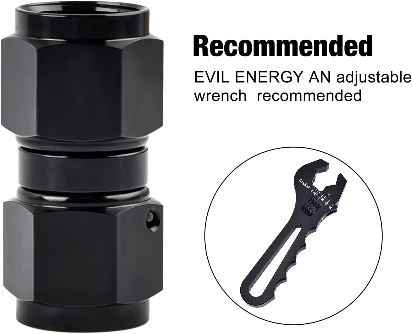 6AN Female to 6AN Female Straight Swivel Coupler Union Fitting Adapter Aluminum Black 2PCS