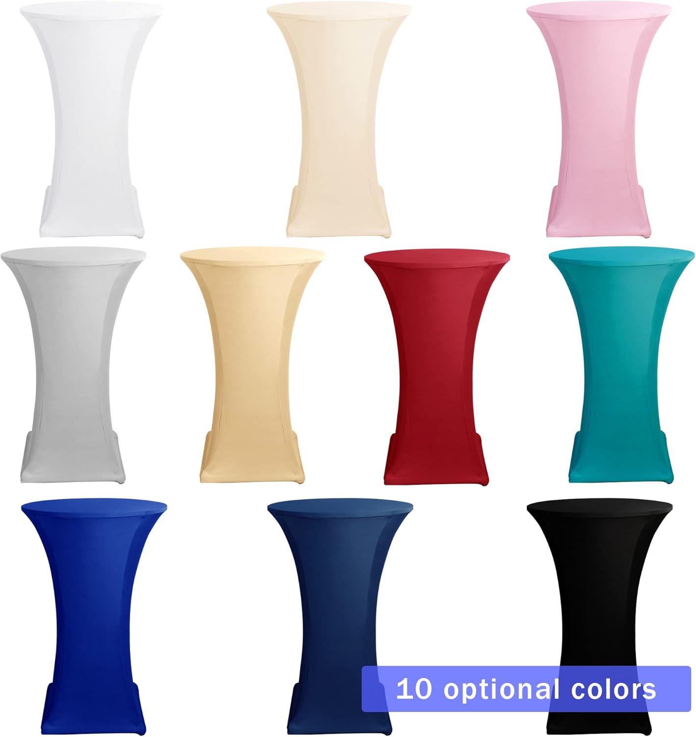 Cocktail Table Covers, 2 Pack - Fitted Stretch Spandex Square Corners Cocktail Tablecloths (Royal Blue, Fit for 30"-32" Diameter x 43" Height Tables)
