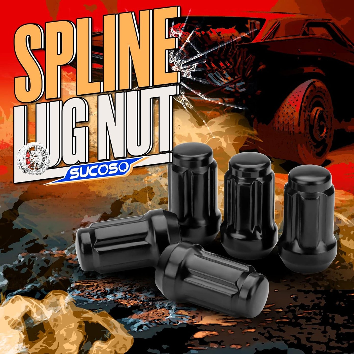 M12x1.5 Lug Nuts, 16pcs 6 Spline LugNut with Socket for Polaris RZR, ATV 12x1.5 Black Wheel LugNuts for Ranger XP 900/1000 Can Am X3 Honda Pioneer 1000 General RZR Turbo/Turbo S on UTV's Wheels