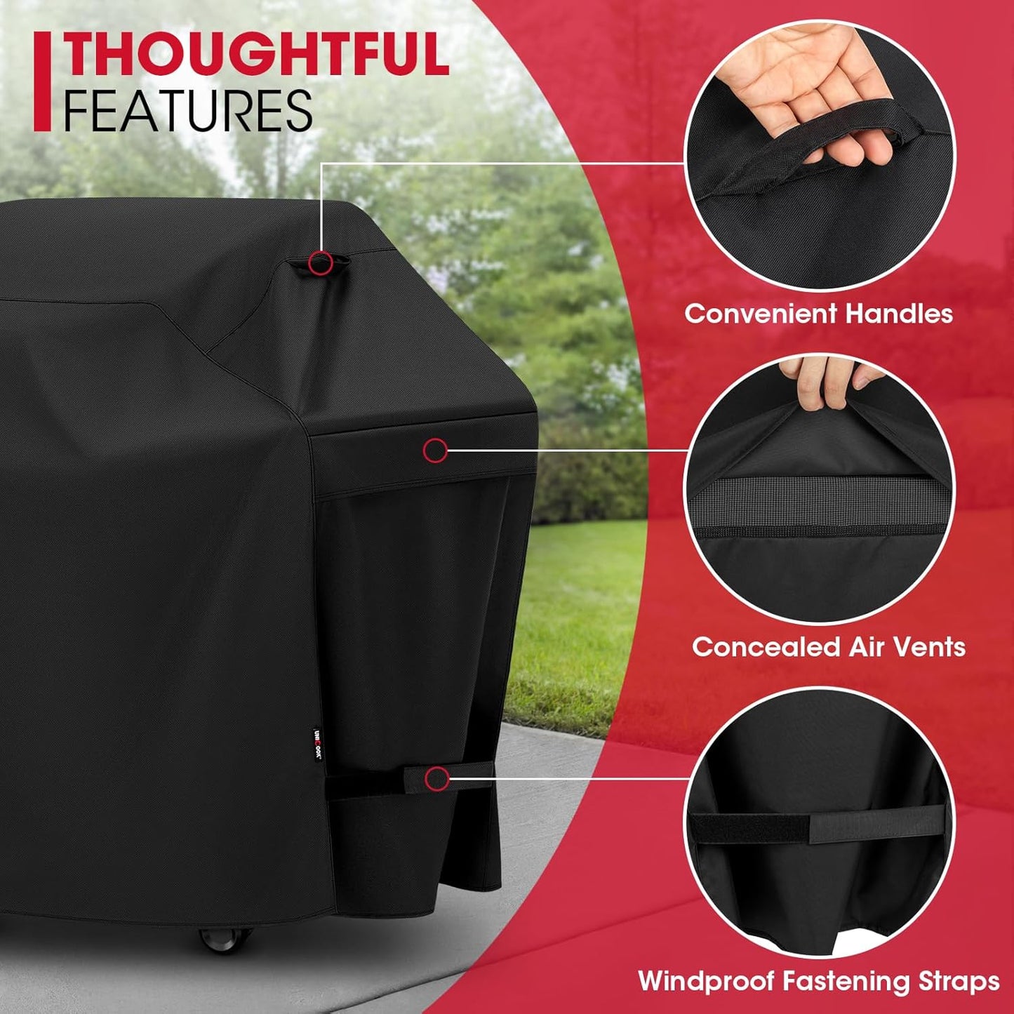 Outdoor Large Grill Cover 70 Inch, Heavy Duty Waterproof Gas Grill Cover for Outside, Fade Resistant Durable BBQ Protector, All Weather Protection for Backyard BBQs, Black