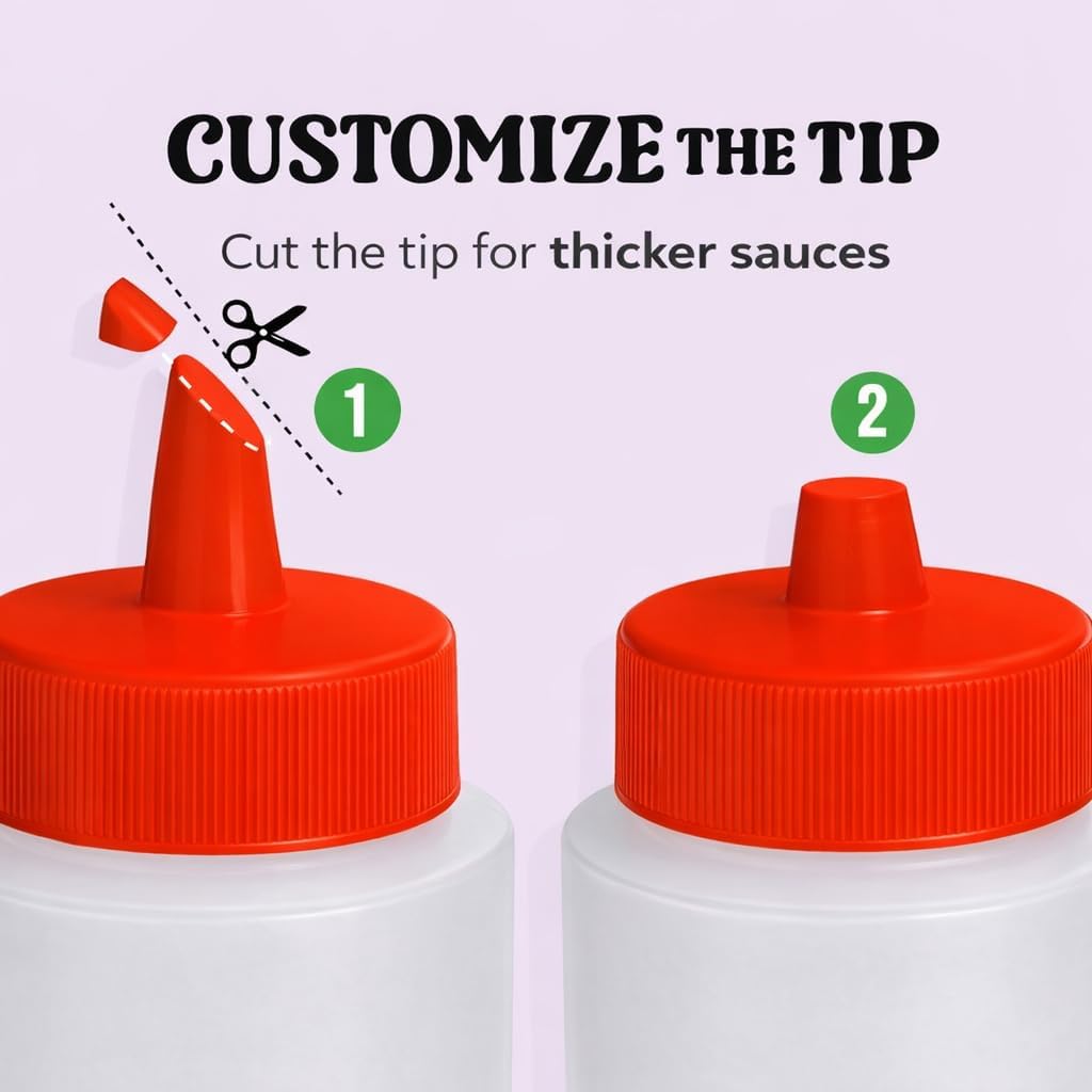 24 oz Large Condiment Squeeze Bottles for Sauces - Leak Proof - 4 Pack (XL)