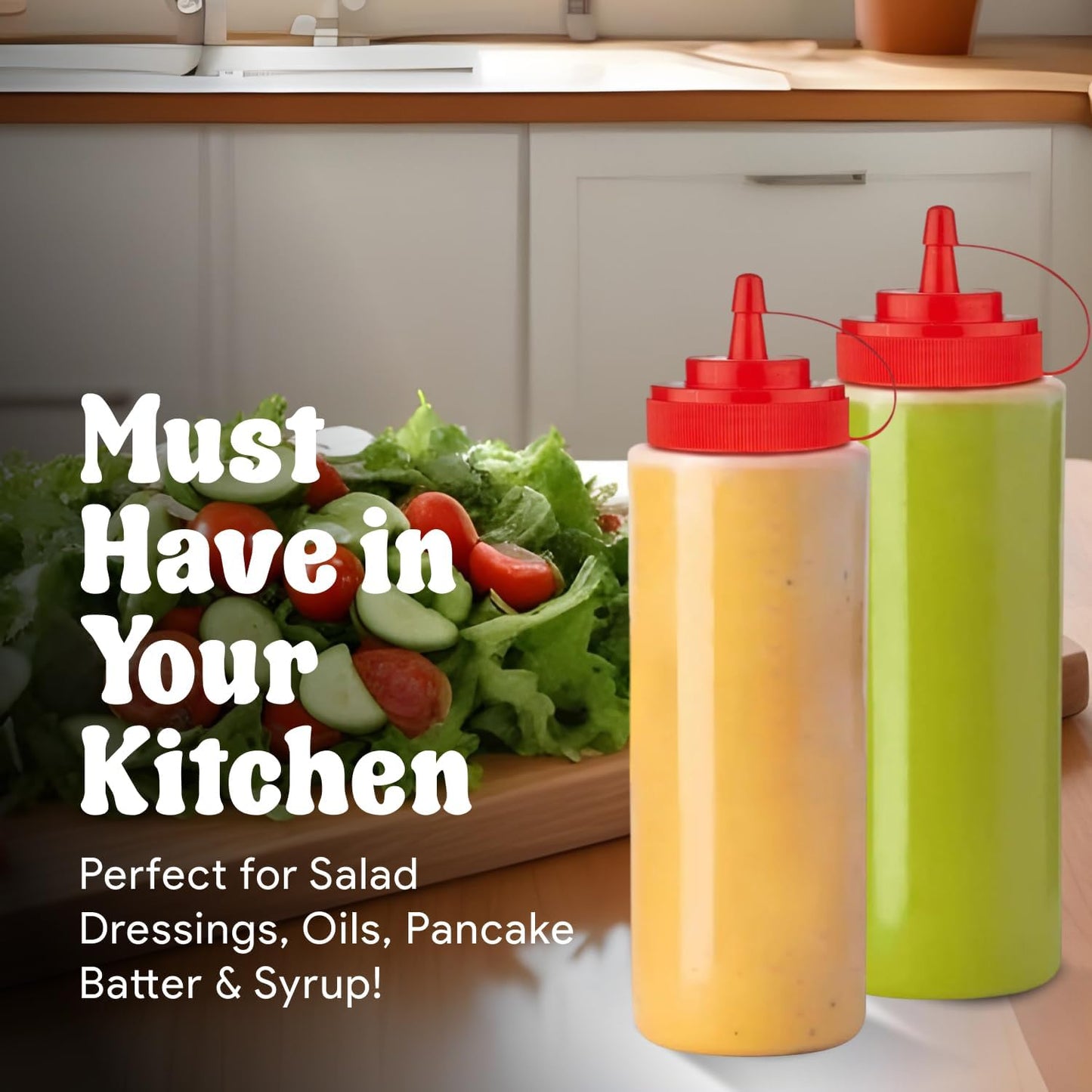 24 oz Large Condiment Squeeze Bottles for Sauces - Leak Proof - 4 Pack (XL)