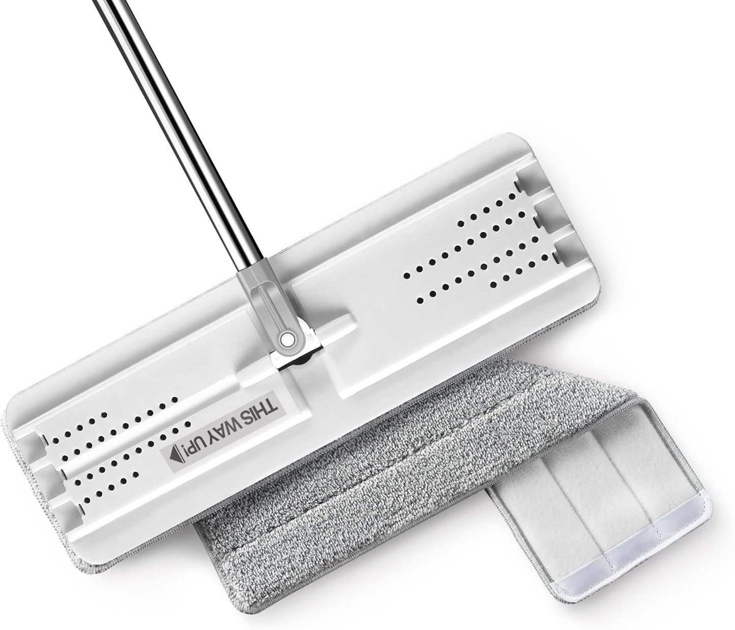 Flat Mops, Microfiber Mop for Floor Cleaning and Wall Cleaner, 50" Mop Handle with Flexible 13" Flat Head with a Microfiber Mop Pad - White
