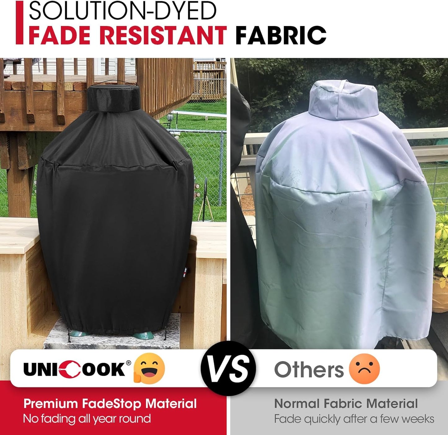 Grill Cover 31.5 Inch, Compatible with Large Big Green Egg, Kamado Joe and Pit Boss Ceramic Grills, Heavy Duty Waterproof BBQ Cover, Fade Resistant Round Smoker Protector, 31.5" Dia X 31.5" H