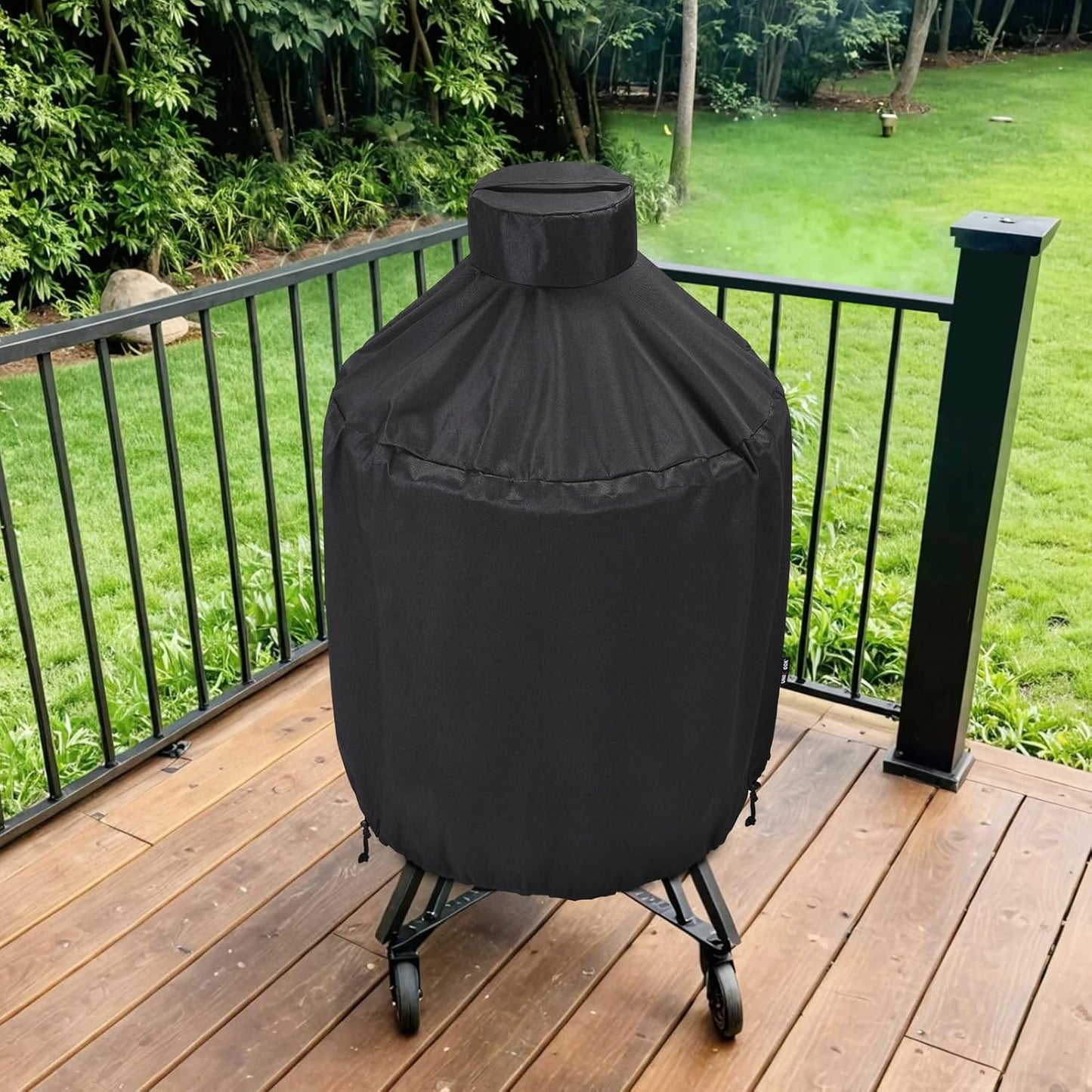 Grill Cover 31.5 Inch, Compatible with Large Big Green Egg, Kamado Joe and Pit Boss Ceramic Grills, Heavy Duty Waterproof BBQ Cover, Fade Resistant Round Smoker Protector, 31.5" Dia X 31.5" H