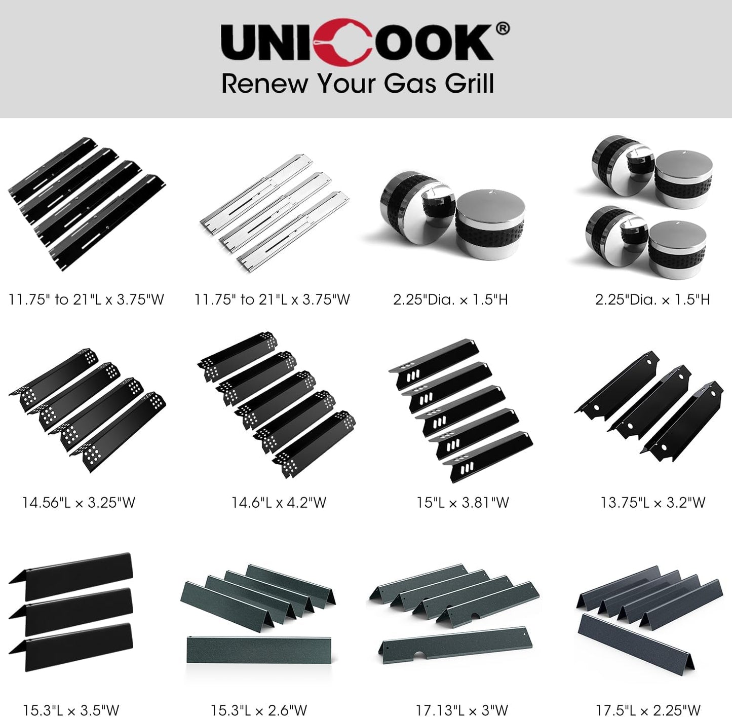7620 Flavorizer Bars for Weber Genesis 300 Series, E-310 E-330 Grills with Front Control(2011-2016), 17.5 Inch Porcelain Steel Flavor Bars, Grill Burner Cover Replacement Parts
