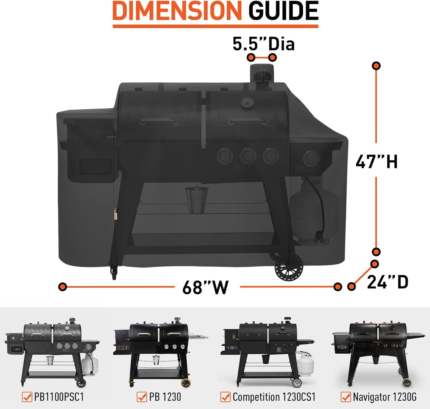 Grill Cover Compatible with Pit Boss 1100 Pro Series Pellet Gas Combo Grill, Heavy Duty Waterproof All Weather Protection for Outdoor Wood Pellet BBQ
