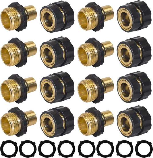 Garden Hose Quick Connect, 3/4 Inch Male and Female Garden Hose Fitting Quick Connector (8 Sets)