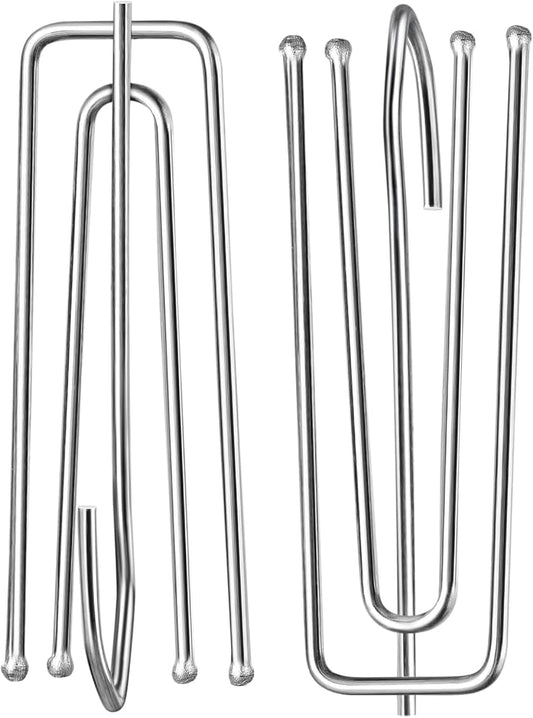 Curtain Pleat Hooks,  60pcs Stainless Steel 4 Prongs Drapery Hooks for Window Door Bathroom Curtain (2.7inches*1.3inches)