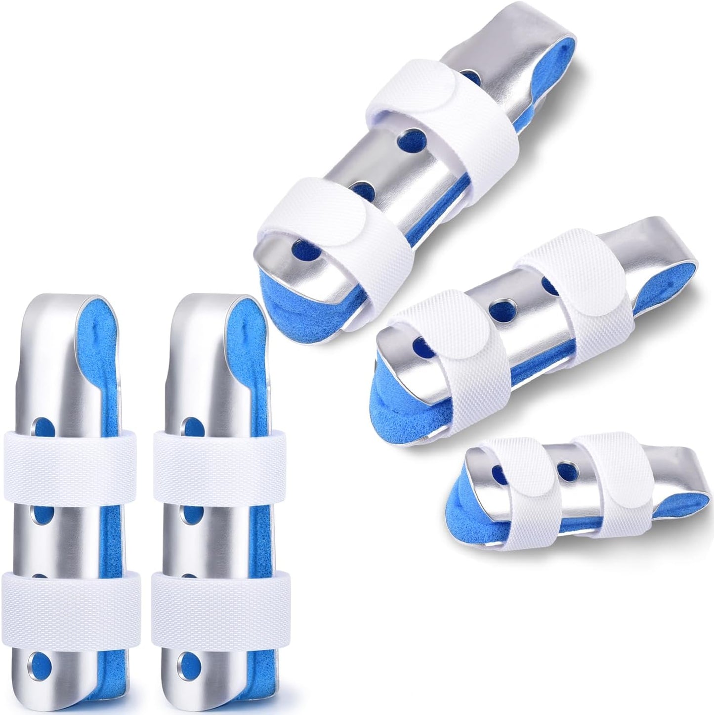 Finger Splint, 5PCS Finger Support Brace Finger Stabilizer for Broken Fingers Straightening Arthritis Knuckle Immobilization,Blue