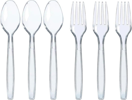500 Clear Plastic Spoons and Forks - Bulk, Plastic Silverware