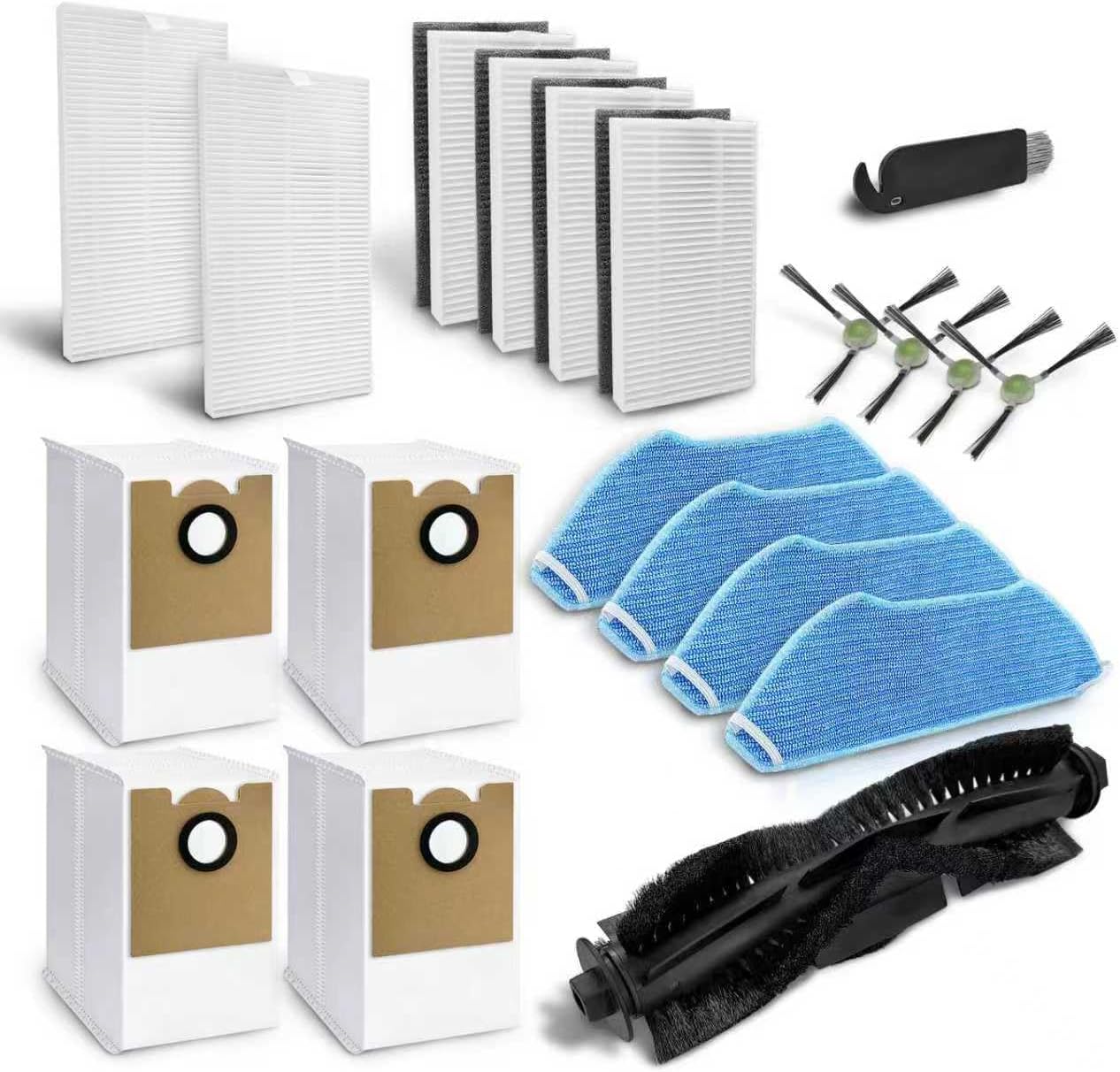 Replacement Parts Compatible with Lefant M2/M2S Pro M2 Plus Robot Vacuum,Roller Brush Filters Mop Pads Base Filters Dust Bags