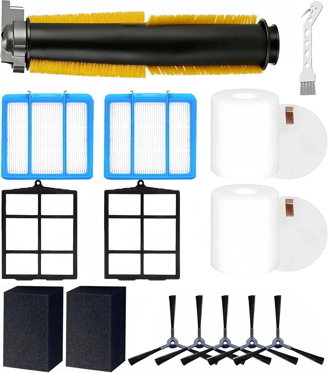 Replacement Parts Compatible with Shark AV2110S RV2120AE RV2100S RV2110S Robot Vacuum Cleaner,1 Main Brush,2 Filters,5 Side Brushes,2 Pre Filter,2 Filter