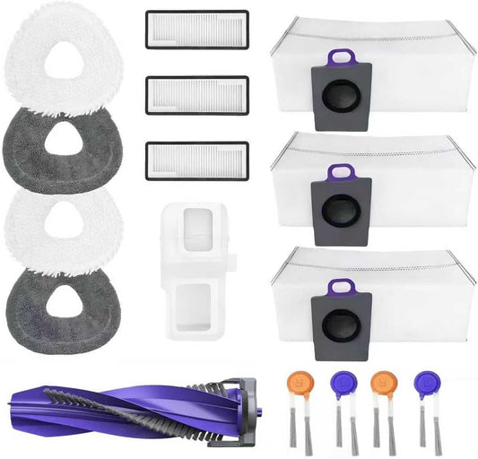 Accessories Kit for Narwal Freo Z10 Ultra/Narwal Freo Z10 Robot Vacuum Cleaner, 1 Main Roller Brush, 3 Dust Bags, 3 Hepa Filters, 4 Mop Pads, 4 Side Brushes