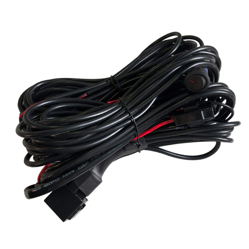 4 Lead Wiring Harness for LED Rock Lights, LED Rock Light Pod Wiring Harness Kit with 2 Extension Wires, Relay, Fuse and Switch