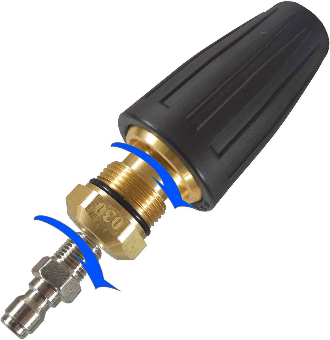 4000 PSI Rotating Turbo Nozzle Set, 1/4 Inch, With 5 Tips for Pressure Washer, Orifice 3.0
