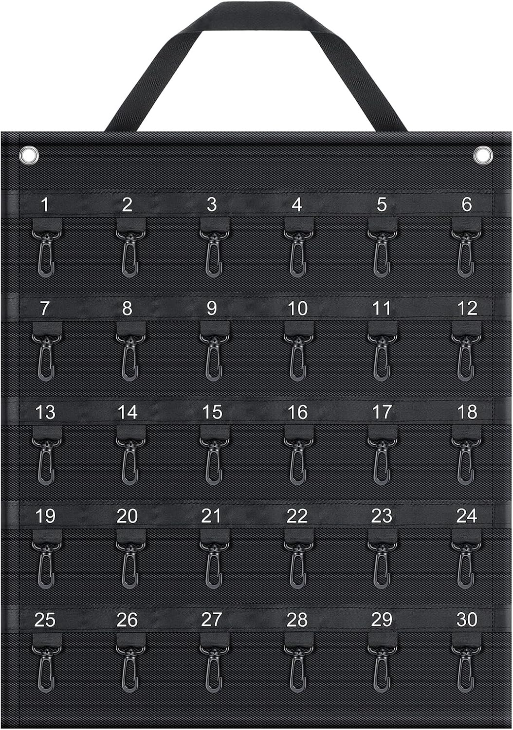 Rollable Key Case 30 Keys Roll up Key Case Organizer for Professionals Flexible Black 1680D Oxford Cloth for Car Dealership, Estate Sales, Hotel Executives, Car Rental, 21 x 17.5 In