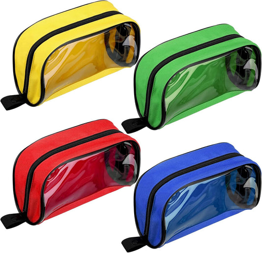 4 Pcs Empty First Aid Pouch Color Coded First Aid Medical Kit Accessory Pouches Zippered Storage Medical Supplies Bag with Transparent Window for Travel, 4 Colors