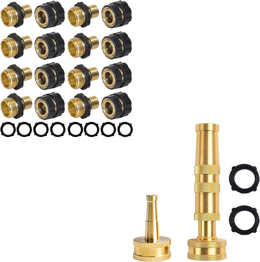Garden Hose Quick Connect + Nozzle Twist and Nozzle Jet