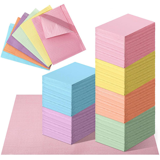 360 Pcs Disposable Dental Bibs Sheets Nail Art Mat 3 Ply Waterproof 13'' x 18'' Clean Pads Tattoo Tray Cover(Multicolor)