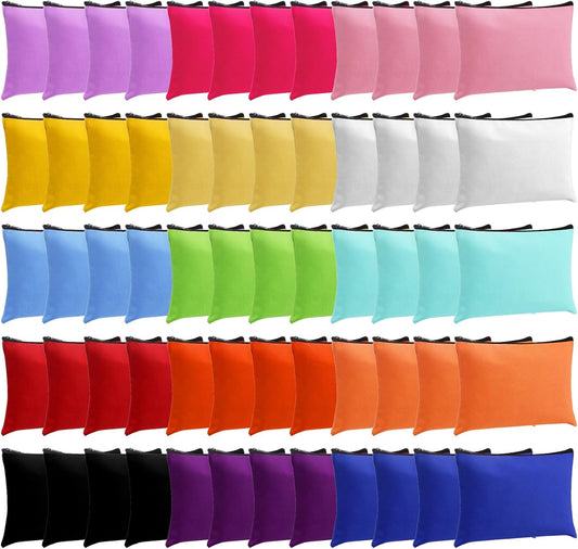 60 Pcs Canvas Makeup Bags Bulk Cosmetic Bags Zipper Pouches Multicolor DIY Craft Pencil Bag Pencil Pouch Multipurpose Canvas Toiletry Bag for Travel Women Girls Pencil Craft (4.3 x 7.1 Inch)