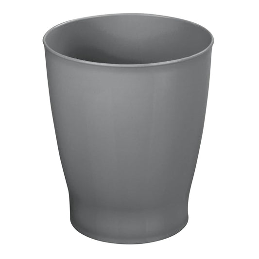 Round Plastic Bathroom Garbage Can, 1.25 Gallon Wastebasket, Garbage Bin, Trash Can for Bathroom, Bedroom, and Kids Room - Small Trash Can - Fyfe Collection - Charcoal Gray