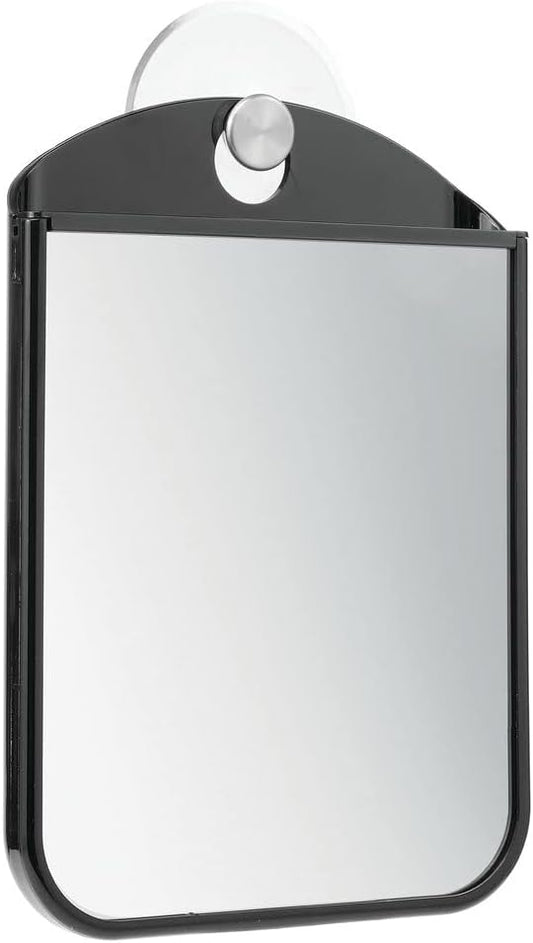 Bathroom Shower Suction Fog Away Shaving Mirror - Black/Brushed