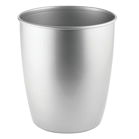 Small Steel Round Trash Can Bucket - 1.5 Gallon Wastebasket, Garbage Container Bin for Bathroom, Powder Room, Bedroom, Kitchen, Home Office - Hamill Collection - Chrome