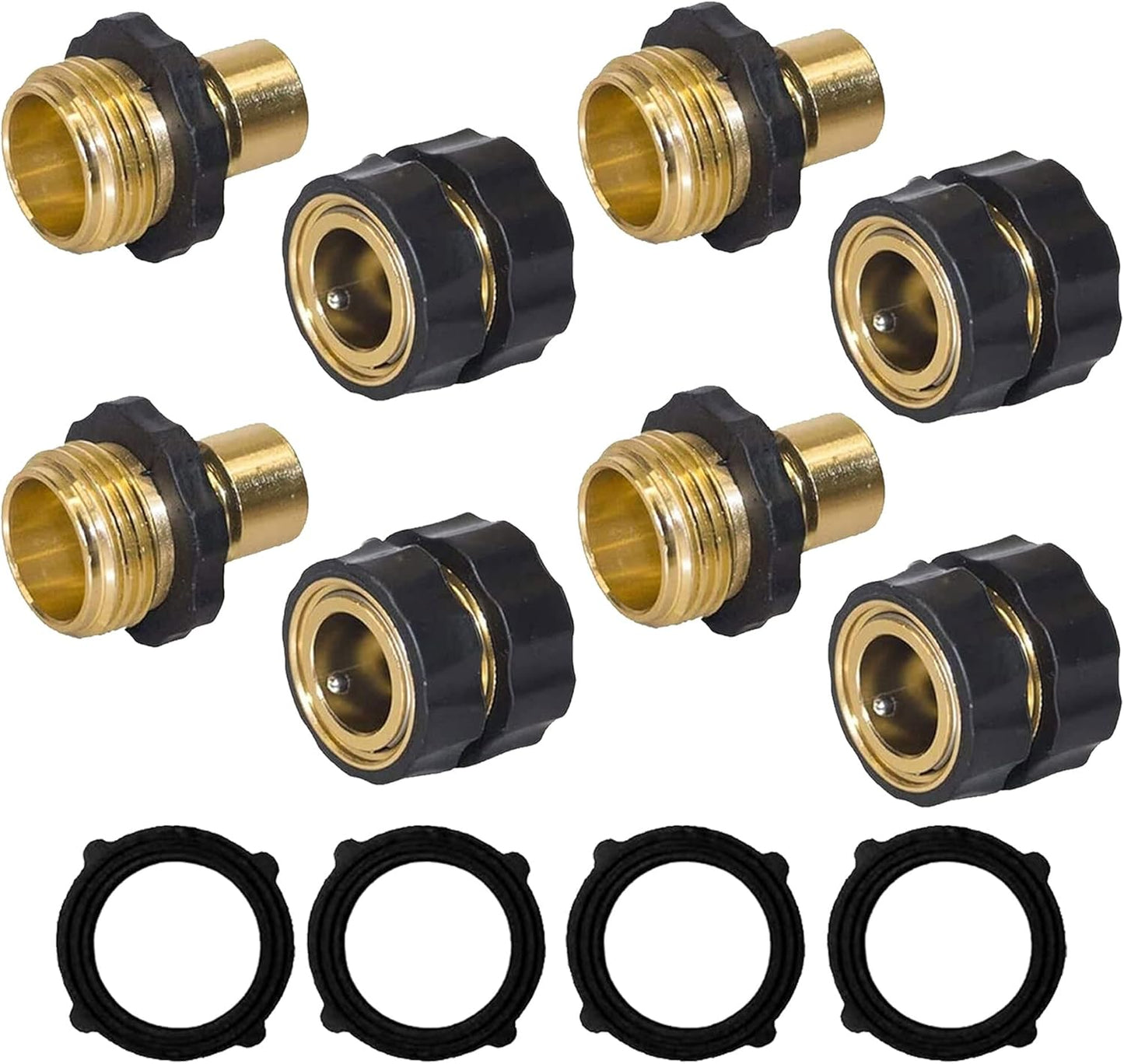 Brass Garden Hose Splitter (4 Way) + Garden Hose Quick Connector
