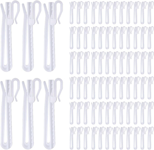 80 Pcs Plastic Curtain Hooks, Adjustable Pinch Pleat Hooks, Ratchet System Pinch Pleat Curtain Hooks for Window Curtain, Door Curtain and Shower Curtain (90mm/3.54inch)