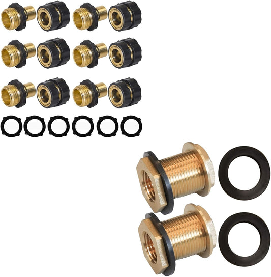 Garden Hose Quick Connector + Brass Bulkhead Fitting