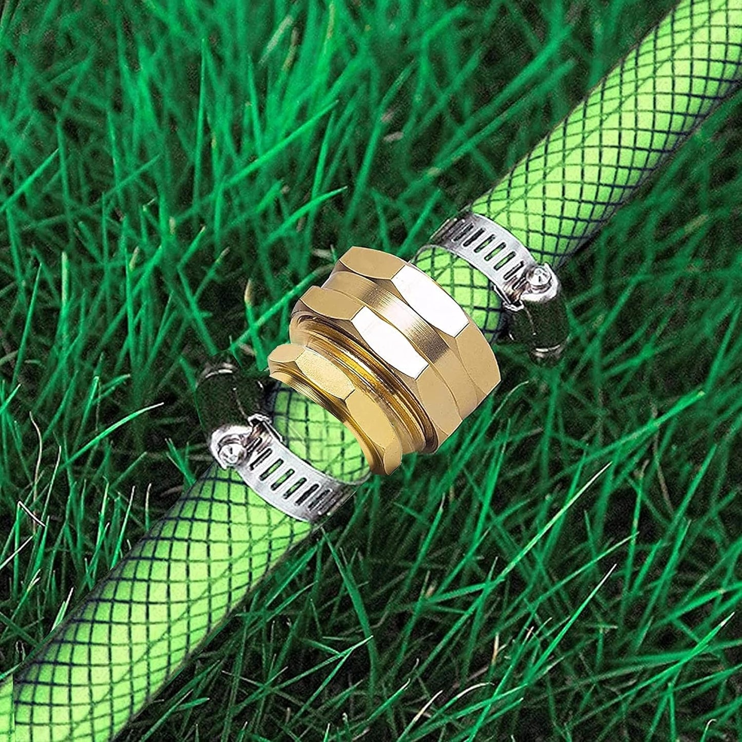 Garden Hose Repair Connector with Clamps + Adjustable Twist Hose Nozzle