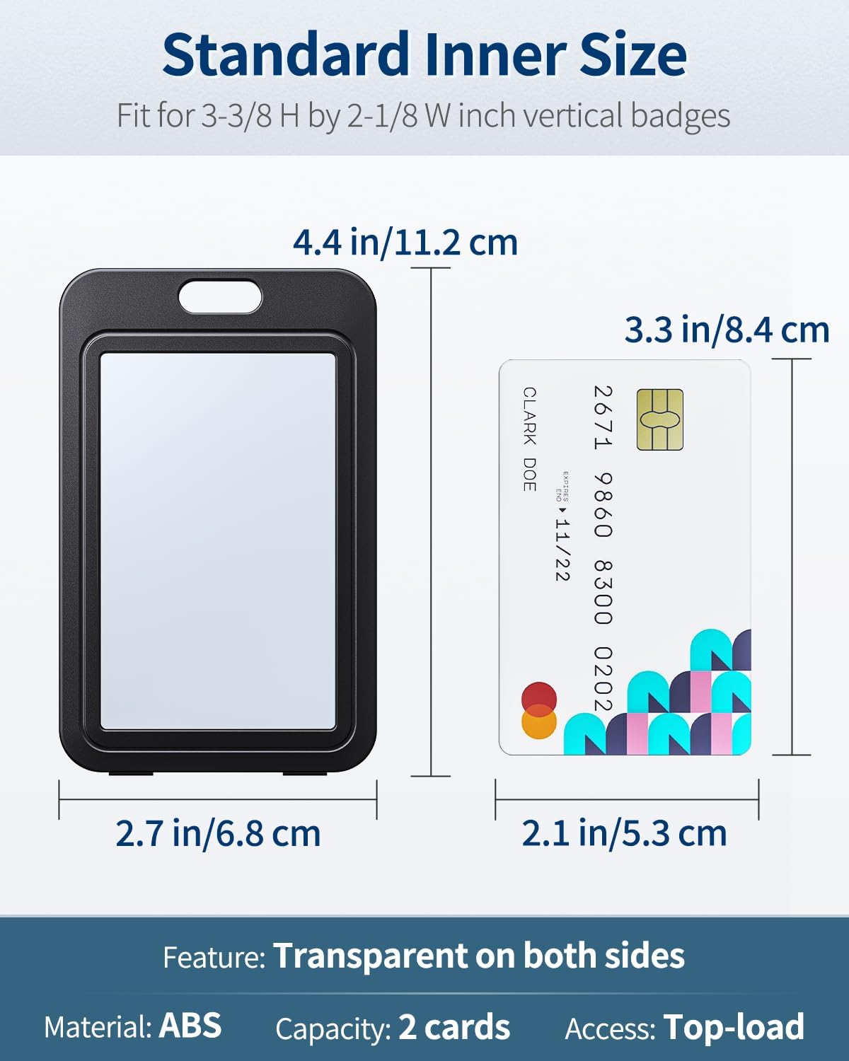 12 Pack ID Badge Holder with Double-Sided Windows Vertical Hard Plastic Case Black Card Protector Pouch, 4 Colors
