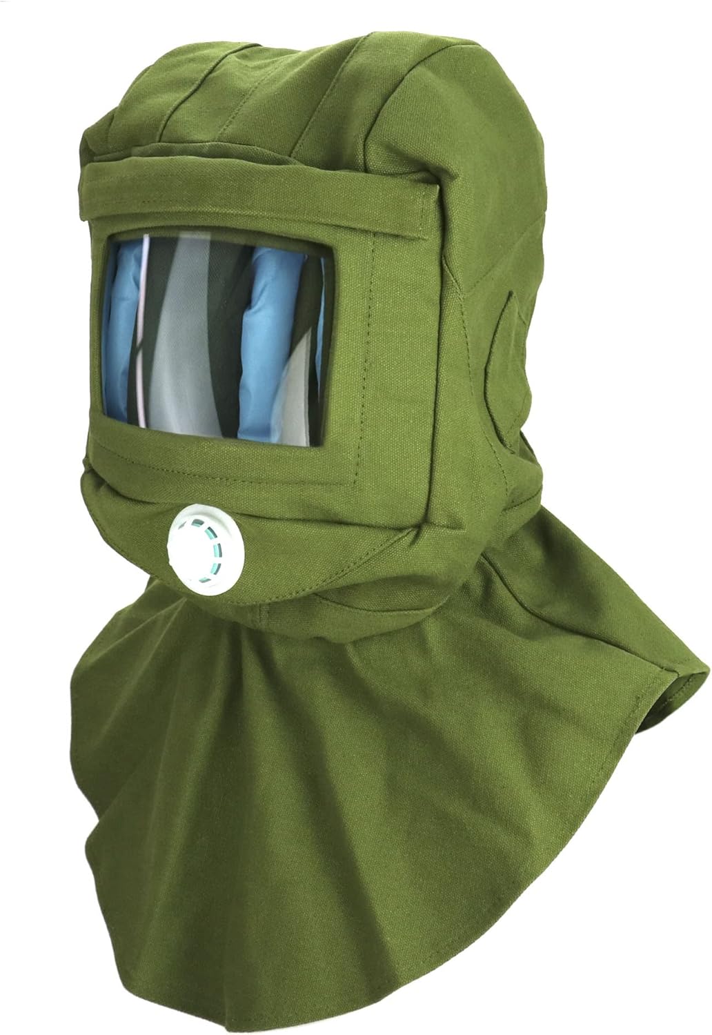 Sand Blasting Hood Cap, Shawl Cap Sandblasting Mask Anti Dust/Wind Sandblasting Tool Mask,Cut/Scratch/Heat Resistant Neck Protector, Green