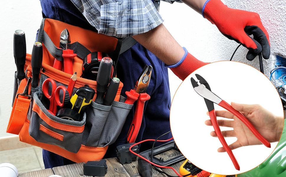 Wire Crimping Tool, 10" Steel Cable Wire Electrical Cutter Crimper Crimping & Cutting Pliers for 10~22 AWG Insulated and Non-Insulated Terminals and Connectors