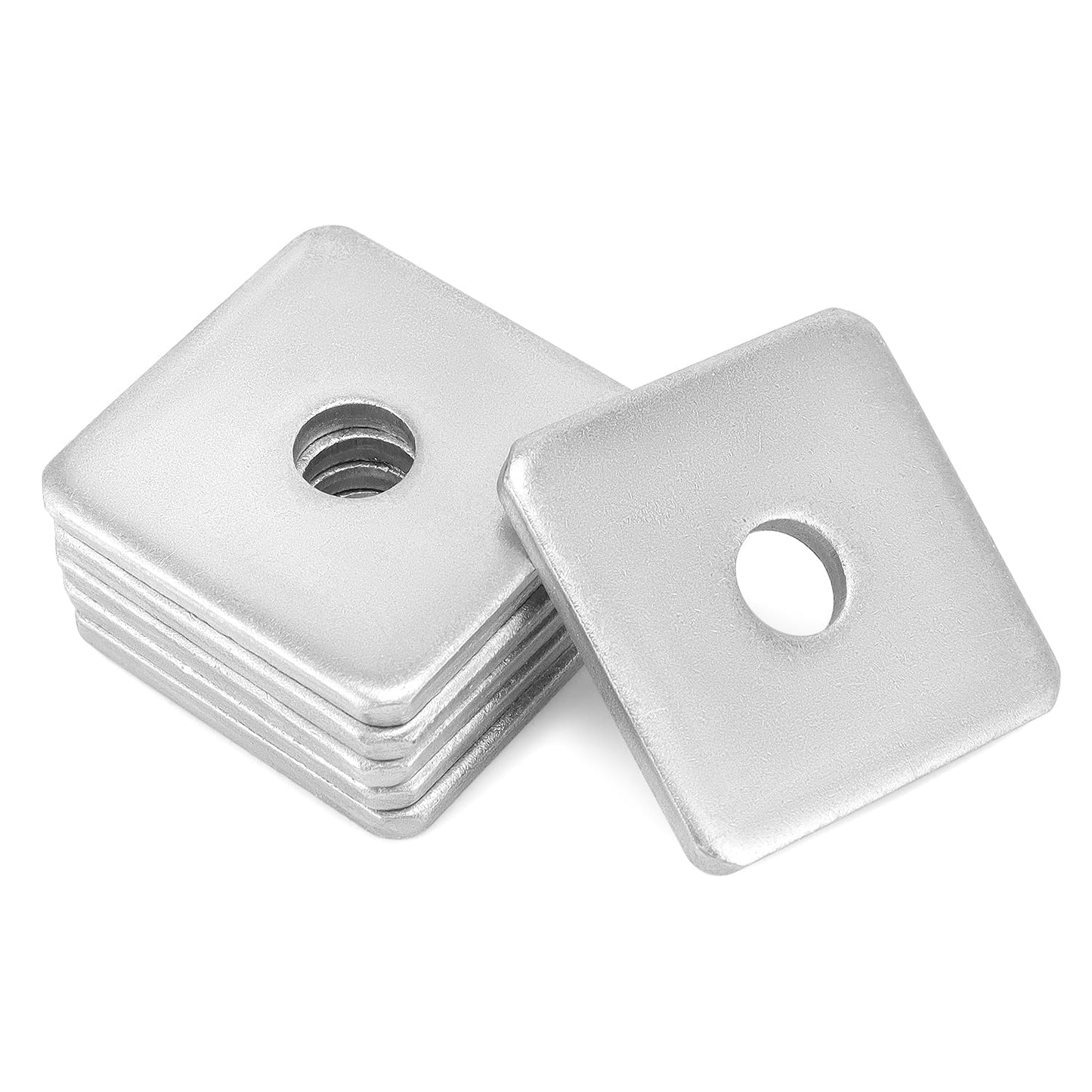 50-Pack Galvanized Square Washers Plate – 1/2" ID, 2x2 OD, 3/16" Thickness, Anti-Loosening Plate Fastener for Construction and Industrial Equipment