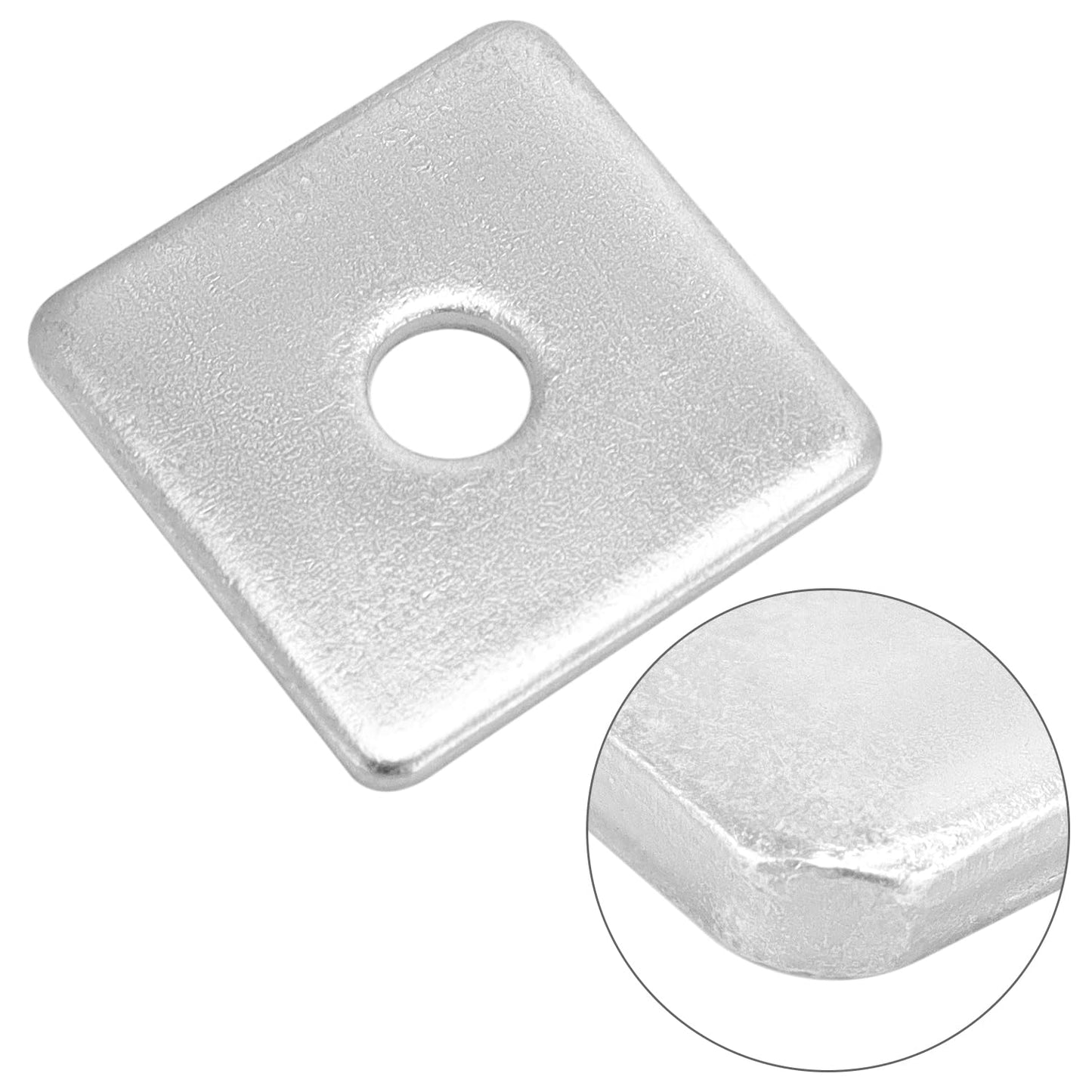 50-Pack Galvanized Square Washers Plate – 1/2" ID, 2x2 OD, 3/16" Thickness, Anti-Loosening Plate Fastener for Construction and Industrial Equipment