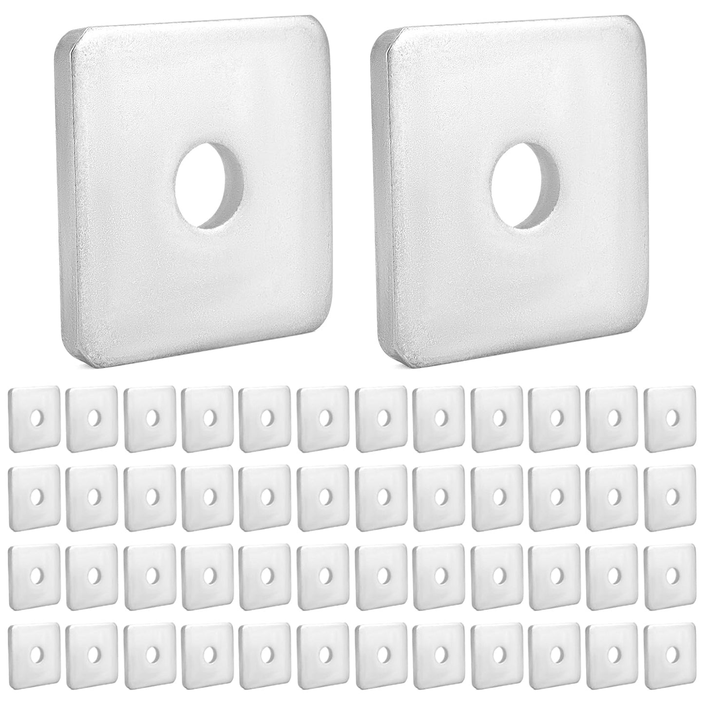50-Pack Galvanized Square Washers Plate – 1/2" ID, 2x2 OD, 3/16" Thickness, Anti-Loosening Plate Fastener for Construction and Industrial Equipment