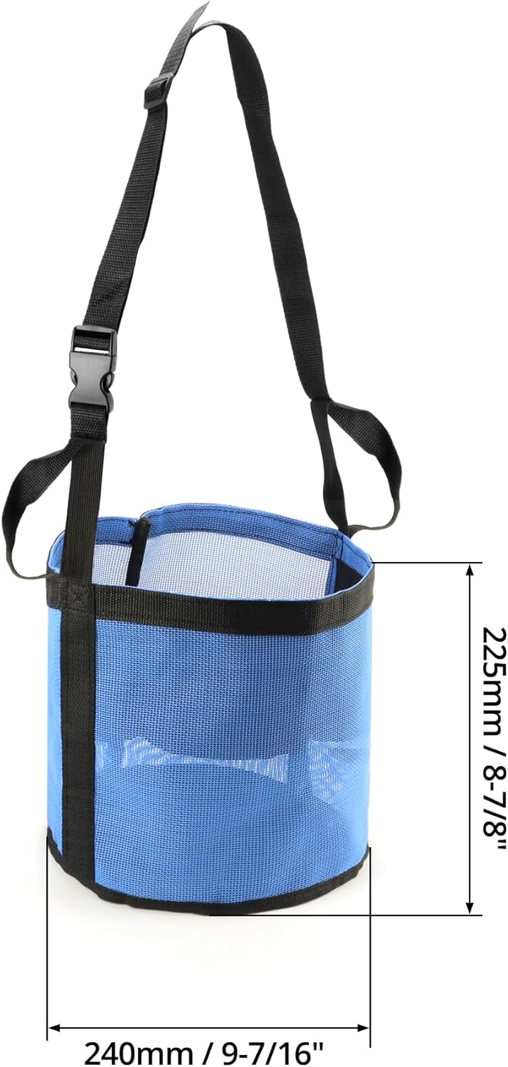 2 Pack Horse Feed Bag for Grain - Durable Mesh Grain Feeder with Adjustable Strap, Comfortable Neck and Nose Pad Horse Muzzle Feed Bag, for Feeding Grain, Powder, Supplements, Blue