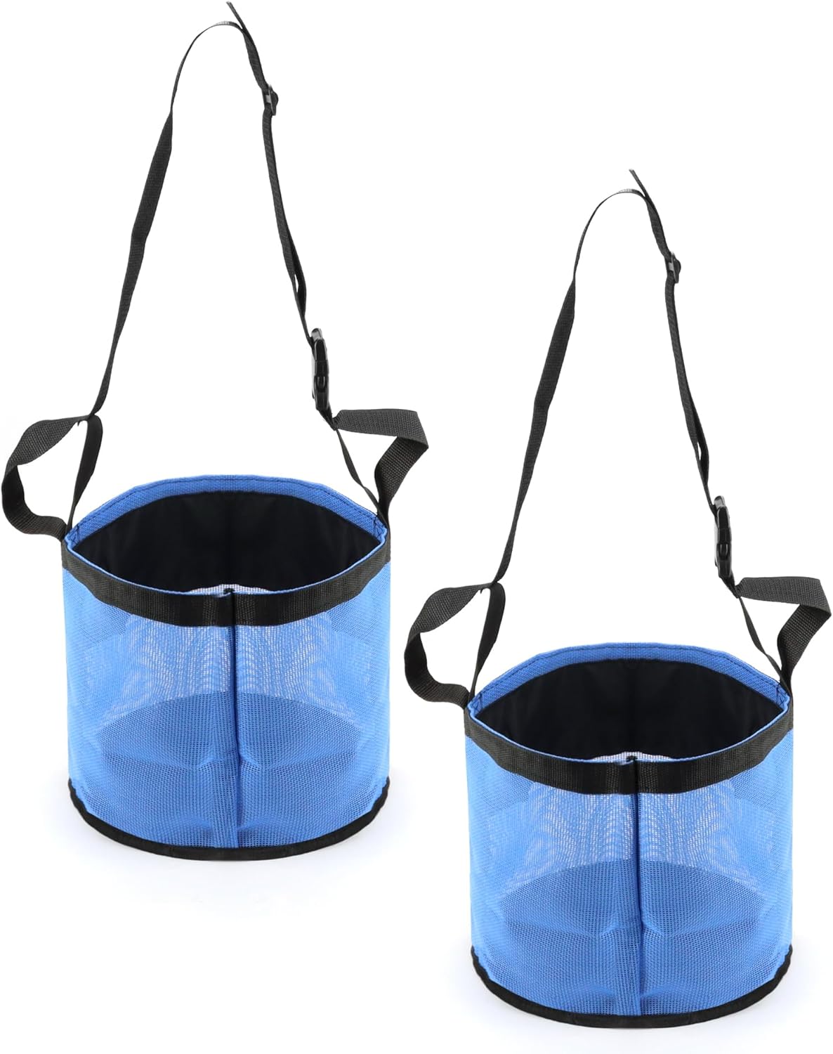 2 Pack Horse Feed Bag for Grain - Durable Mesh Grain Feeder with Adjustable Strap, Comfortable Neck and Nose Pad Horse Muzzle Feed Bag, for Feeding Grain, Powder, Supplements, Blue